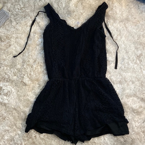 Xhilaration Pants & Jumpsuits Nwot Black Fully Lined Romperswim Cover Up Eyelet Overlay